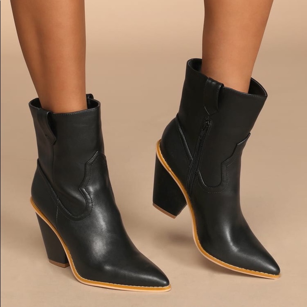 Never worn! Western cowgirl Mid-calf bootie - black 8.5